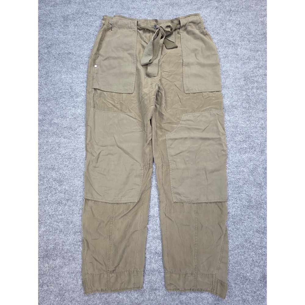 Rag & Bone Silk Double Knee Trousers Pants Women's 4 Olive Green Front Tie